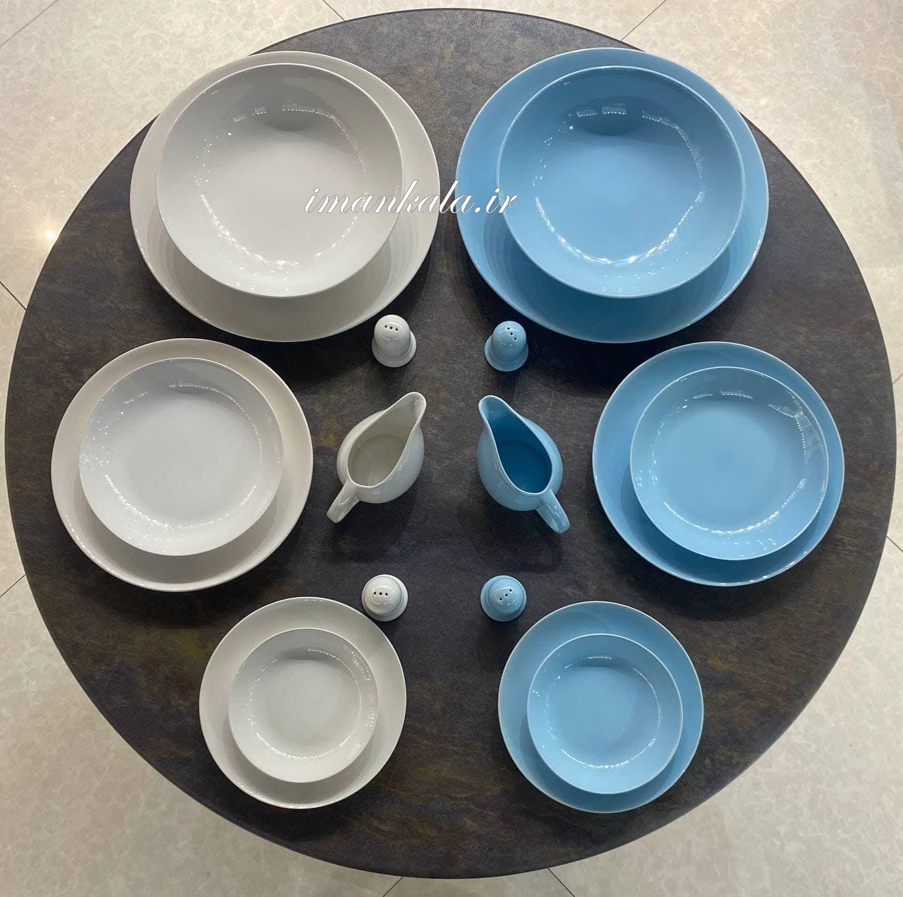 abjah مجموعه سرویس پذیرایی ۳۰ پارچه ۶ نفره استون ور تک رنگ ترکیبی - Image 5