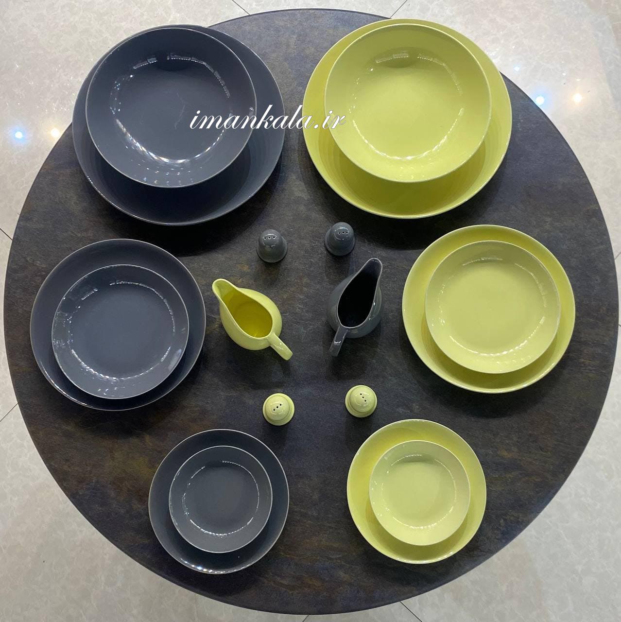 abjah مجموعه سرویس پذیرایی ۳۰ پارچه ۶ نفره استون ور تک رنگ ترکیبی - Image 4