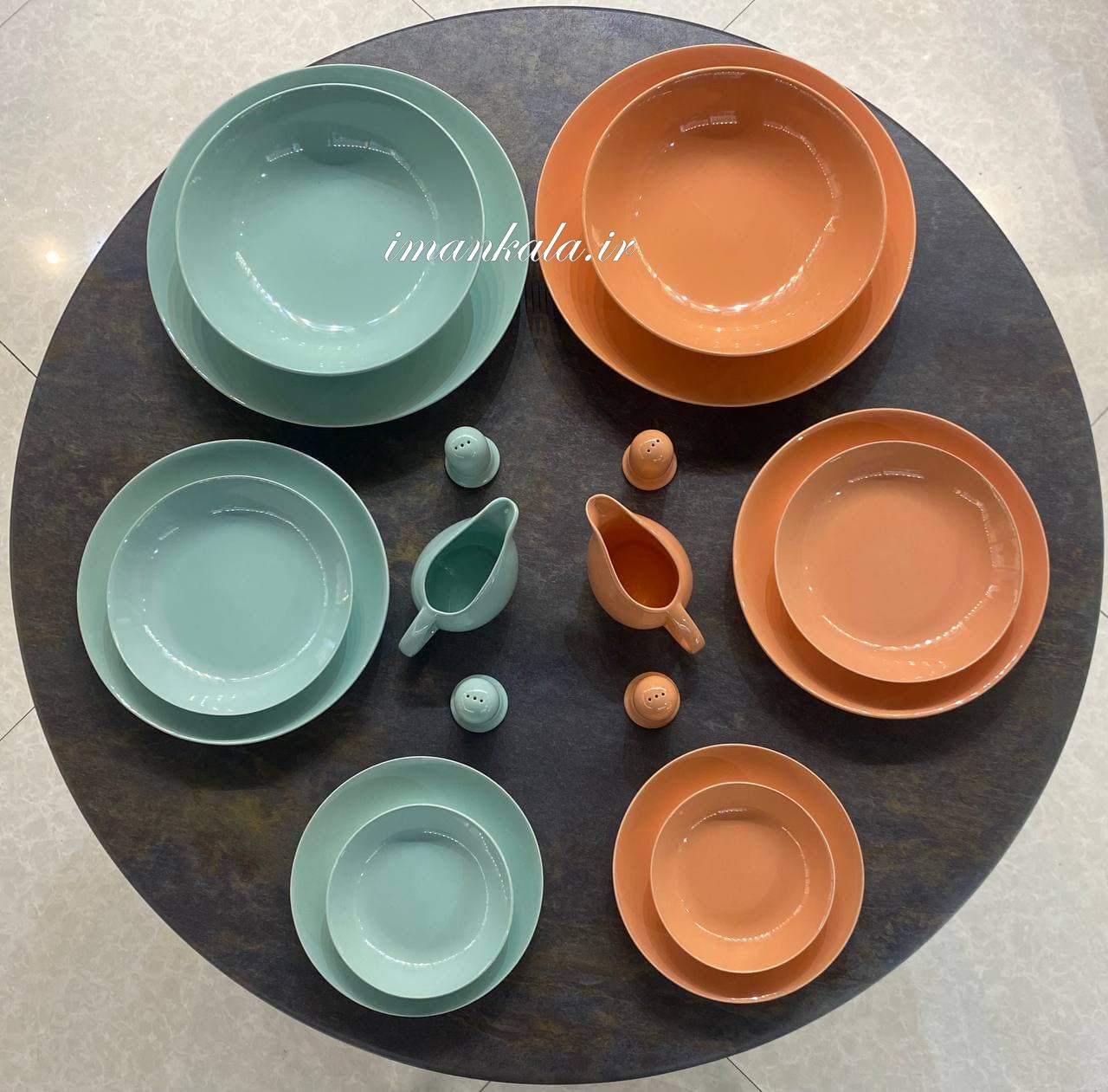 abjah مجموعه سرویس پذیرایی ۳۰ پارچه ۶ نفره استون ور تک رنگ ترکیبی - Image 3