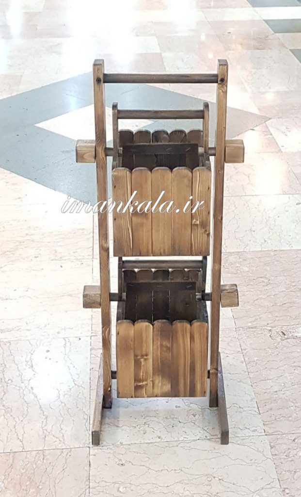 esmail سبد چوبی مربع ۲ طبقه سطلی جای لوازم سیب زمینی پیاز