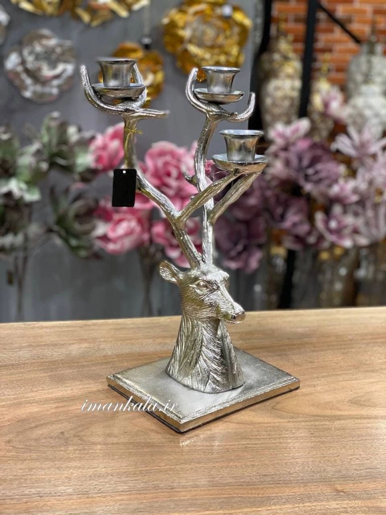 hdtuch پایه جای شمع ۳ شعله طرح سر گوزن